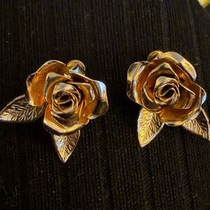 Gold Rose Floral Earrings